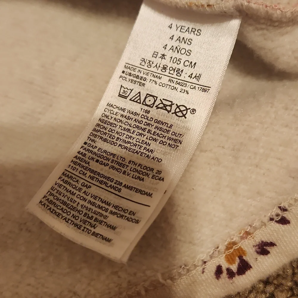 Baby GAP  floral sweatshirt- 4 years